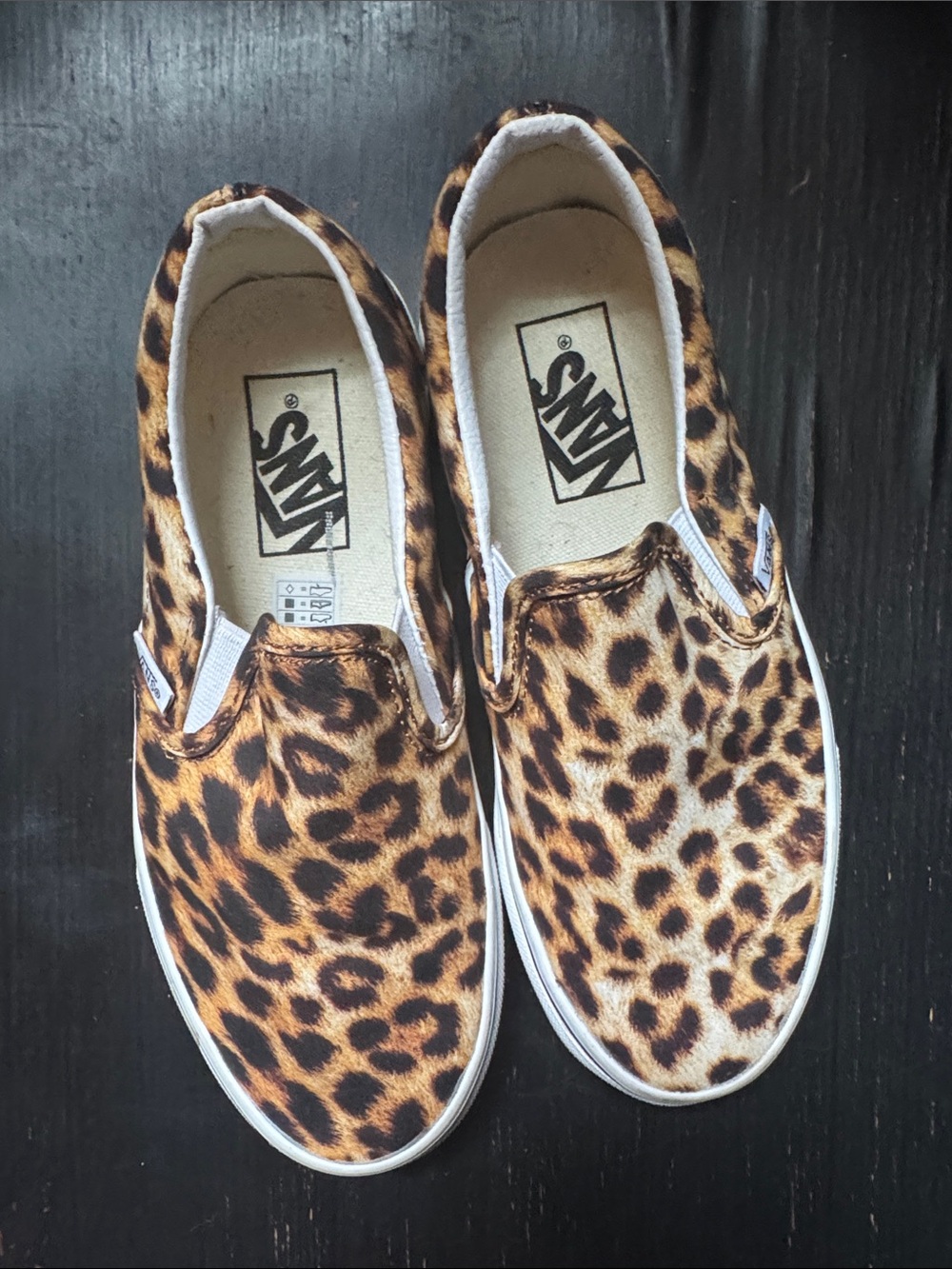 Clean Leopard Print Slip-On Vans - Brown/Black
